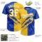 Custom Graffiti Pattern White Thunder Blue-Yellow 3D Scratch Two-Button Unisex Softball Jersey