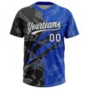 Custom Graffiti Pattern White Thunder Blue-Black 3D Scratch Two-Button Unisex Softball Jersey