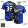 Custom Graffiti Pattern White Thunder Blue-Black 3D Scratch Two-Button Unisex Softball Jersey