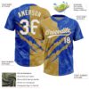 Custom Graffiti Pattern White Thunder Blue-Old Gold 3D Scratch Two-Button Unisex Softball Jersey