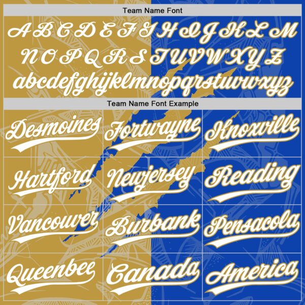 Custom Graffiti Pattern White Thunder Blue-Old Gold 3D Scratch Two-Button Unisex Softball Jersey