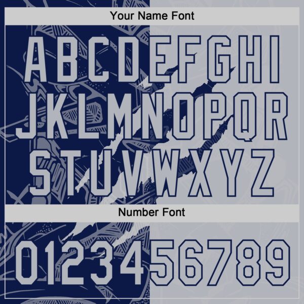 Custom Graffiti Pattern Gray-Navy 3D Scratch Two-Button Unisex Softball Jersey