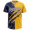 Custom Graffiti Pattern White Gold-Navy 3D Scratch Two-Button Unisex Softball Jersey