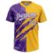 Custom Graffiti Pattern White Gold-Purple 3D Scratch Two-Button Unisex Softball Jersey