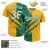 Custom Graffiti Pattern White Gold-Kelly Green 3D Scratch Two-Button Unisex Softball Jersey