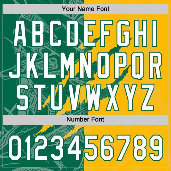 Custom Graffiti Pattern White Gold-Kelly Green 3D Scratch Two-Button Unisex Softball Jersey