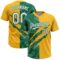 Custom Graffiti Pattern White Gold-Kelly Green 3D Scratch Two-Button Unisex Softball Jersey