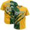 Custom Graffiti Pattern White Gold-Green 3D Scratch Two-Button Unisex Softball Jersey
