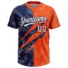 Custom Graffiti Pattern White Orange-Navy 3D Scratch Two-Button Unisex Softball Jersey