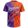 Custom Graffiti Pattern White Orange-Purple 3D Scratch Two-Button Unisex Softball Jersey