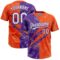 Custom Graffiti Pattern White Orange-Purple 3D Scratch Two-Button Unisex Softball Jersey