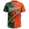 Custom Graffiti Pattern White Orange-Green 3D Scratch Two-Button Unisex Softball Jersey
