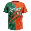 Custom Graffiti Pattern White Orange-Kelly Green 3D Scratch Two-Button Unisex Softball Jersey