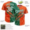 Custom Graffiti Pattern White Orange-Kelly Green 3D Scratch Two-Button Unisex Softball Jersey