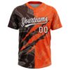 Custom Graffiti Pattern White Orange-Brown 3D Scratch Two-Button Unisex Softball Jersey