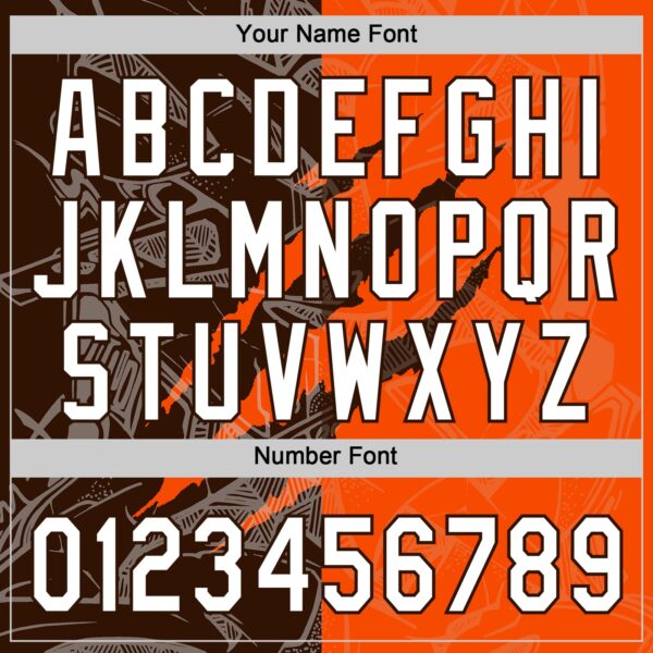 Custom Graffiti Pattern White Orange-Brown 3D Scratch Two-Button Unisex Softball Jersey