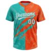 Custom Graffiti Pattern White Orange-Aqua 3D Scratch Two-Button Unisex Softball Jersey