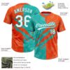 Custom Graffiti Pattern White Orange-Aqua 3D Scratch Two-Button Unisex Softball Jersey
