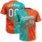 Custom Graffiti Pattern White Orange-Aqua 3D Scratch Two-Button Unisex Softball Jersey