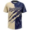 Custom Graffiti Pattern Navy-Cream 3D Scratch Two-Button Unisex Softball Jersey