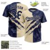 Custom Graffiti Pattern Navy-Cream 3D Scratch Two-Button Unisex Softball Jersey