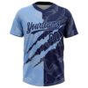 Custom Graffiti Pattern Navy-Light Blue 3D Scratch Two-Button Unisex Softball Jersey