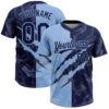 Custom Graffiti Pattern Navy-Light Blue 3D Scratch Two-Button Unisex Softball Jersey