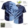 Custom Graffiti Pattern Navy-Light Blue 3D Scratch Two-Button Unisex Softball Jersey