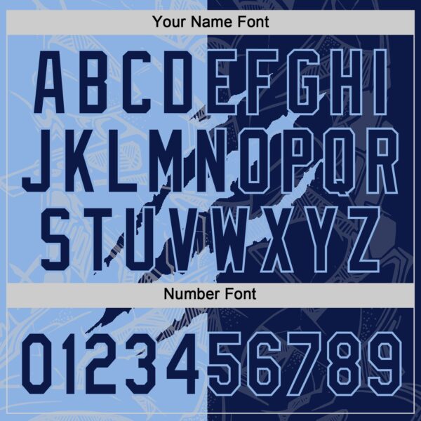 Custom Graffiti Pattern Navy-Light Blue 3D Scratch Two-Button Unisex Softball Jersey