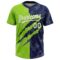 Custom Graffiti Pattern White Navy-Neon Green 3D Scratch Two-Button Unisex Softball Jersey