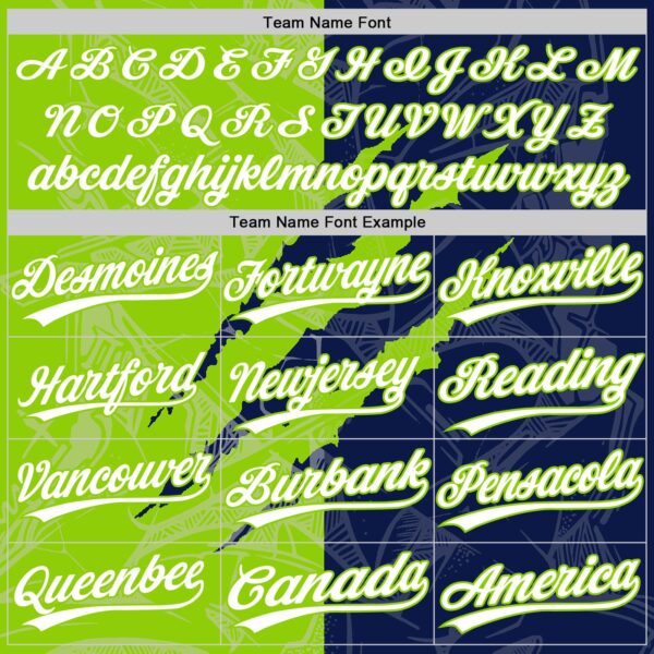 Custom Graffiti Pattern White Navy-Neon Green 3D Scratch Two-Button Unisex Softball Jersey