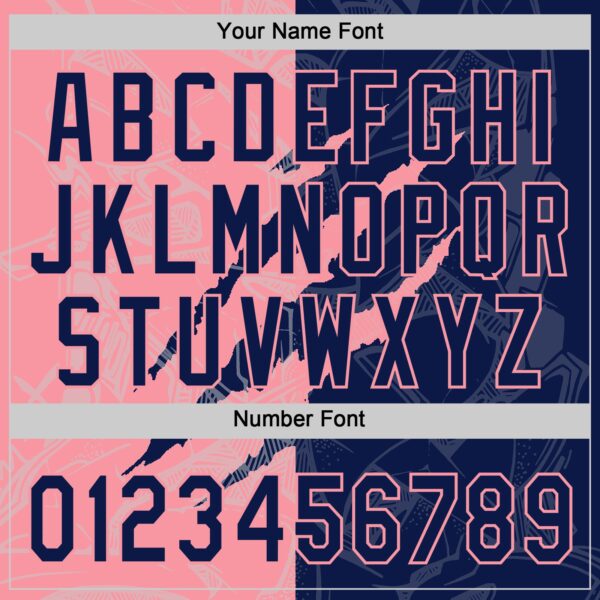 Custom Graffiti Pattern Navy-Medium Pink 3D Scratch Two-Button Unisex Softball Jersey