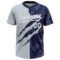 Custom Graffiti Pattern White Navy-Silver 3D Scratch Two-Button Unisex Softball Jersey