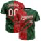 Custom Graffiti Pattern White Green-Red 3D Scratch Two-Button Unisex Softball Jersey