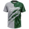 Custom Graffiti Pattern White Green-Gray 3D Scratch Two-Button Unisex Softball Jersey