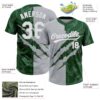 Custom Graffiti Pattern White Green-Gray 3D Scratch Two-Button Unisex Softball Jersey