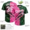 Custom Graffiti Pattern White Green-Pink 3D Scratch Two-Button Unisex Softball Jersey