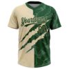 Custom Graffiti Pattern Green-Cream 3D Scratch Two-Button Unisex Softball Jersey