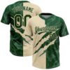 Custom Graffiti Pattern Green-Cream 3D Scratch Two-Button Unisex Softball Jersey
