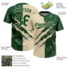 Custom Graffiti Pattern Green-Cream 3D Scratch Two-Button Unisex Softball Jersey