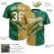 Custom Graffiti Pattern White Kelly Green-Old Gold 3D Scratch Two-Button Unisex Softball Jersey