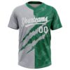 Custom Graffiti Pattern White Kelly Green-Gray 3D Scratch Two-Button Unisex Softball Jersey