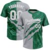 Custom Graffiti Pattern White Kelly Green-Gray 3D Scratch Two-Button Unisex Softball Jersey