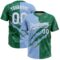 Custom Graffiti Pattern White Kelly Green-Light Blue 3D Scratch Two-Button Unisex Softball Jersey