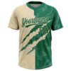 Custom Graffiti Pattern Kelly Green-Cream 3D Scratch Two-Button Unisex Softball Jersey