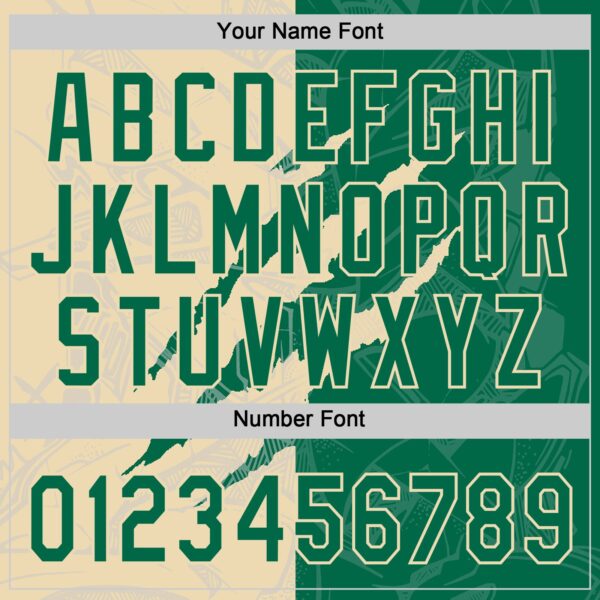 Custom Graffiti Pattern Kelly Green-Cream 3D Scratch Two-Button Unisex Softball Jersey