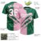 Custom Graffiti Pattern White Kelly Green-Light Pink 3D Scratch Two-Button Unisex Softball Jersey