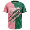 Custom Graffiti Pattern White Kelly Green-Medium Pink 3D Scratch Two-Button Unisex Softball Jersey