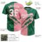 Custom Graffiti Pattern White Kelly Green-Medium Pink 3D Scratch Two-Button Unisex Softball Jersey