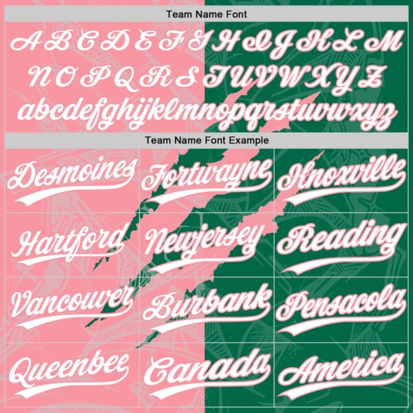Custom Graffiti Pattern White Kelly Green-Medium Pink 3D Scratch Two-Button Unisex Softball Jersey